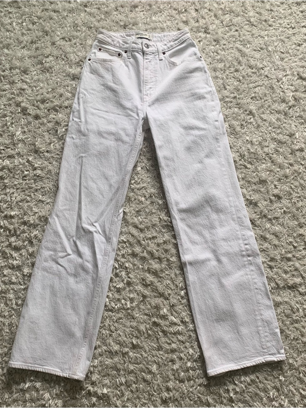 Abercrombie and Fitch A&F 90s straight mid rise curve love jeans white Sz 25 EUC